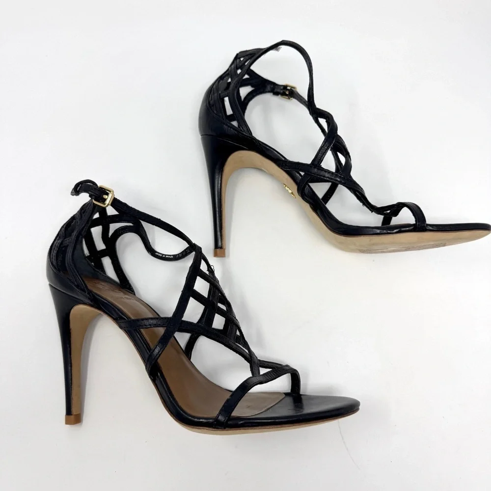 Tory Burch Amalie Black Cage Straps High Heels